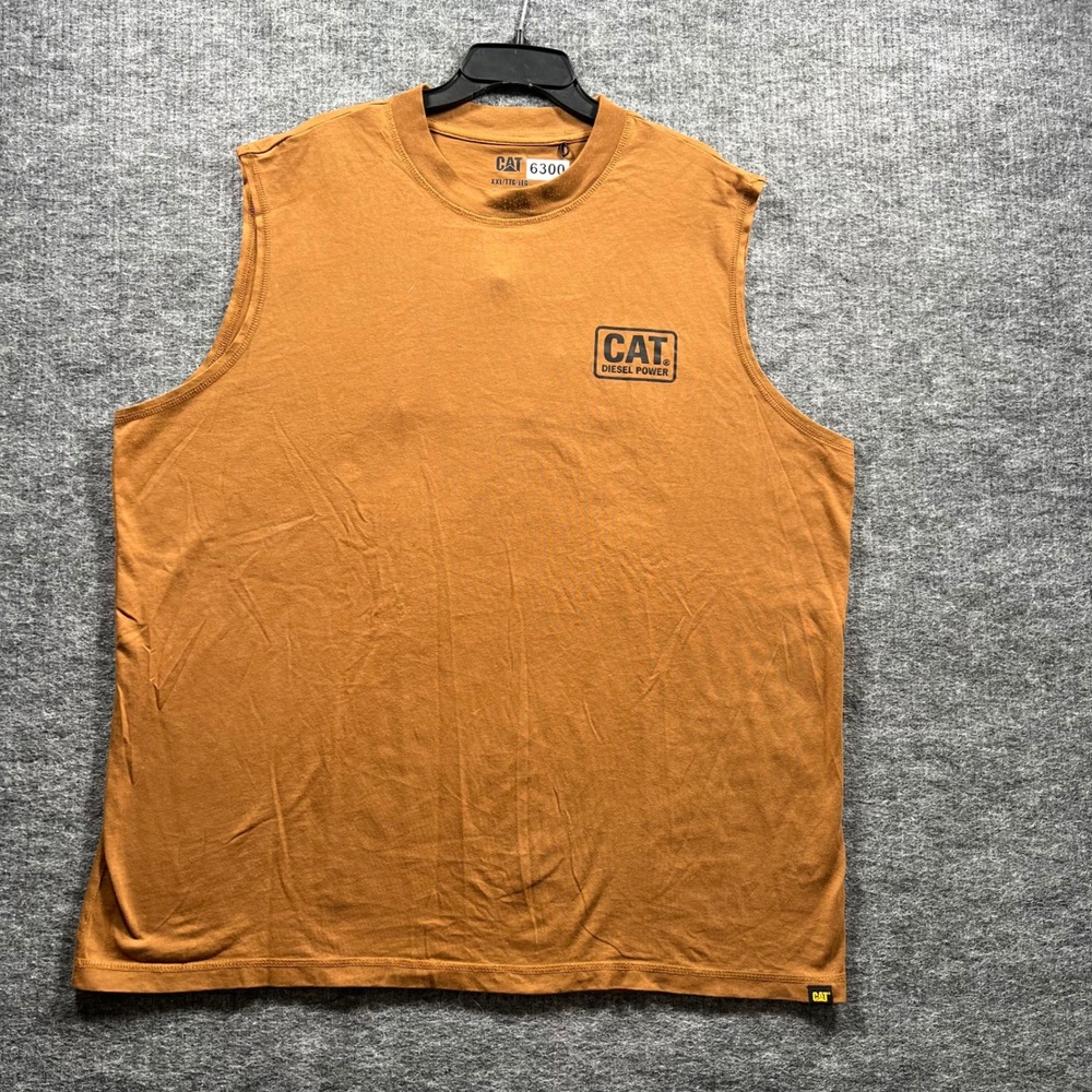CAT Diesel Power Mens XXL Brown Sleeveless Muscle Tee Graphic Shirt